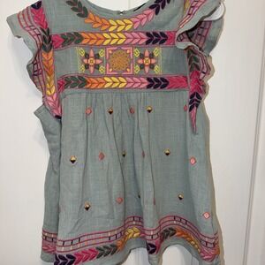 Women Small Floral Embroidered Feminine Summer Casual Top
